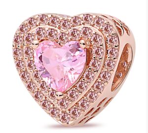 Charm Corazon Rosa Diamantado