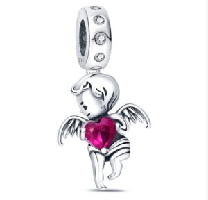 Charm Angelito Con Corazon Rosa