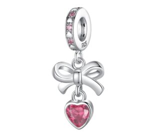 Charm Moño De Corazon Rosa