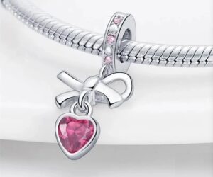 Charm Moño De Corazon Rosa - Imagen 2