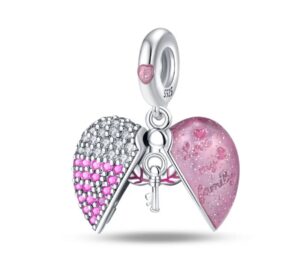 Charm Corazon Rosa & Llave Voladora