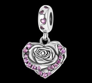 Charm Corazon De Rosa Diamantada