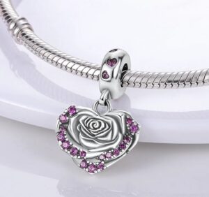 Charm Corazon De Rosa Diamantada - Imagen 2